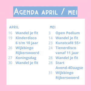 Agenda april/mei 2024