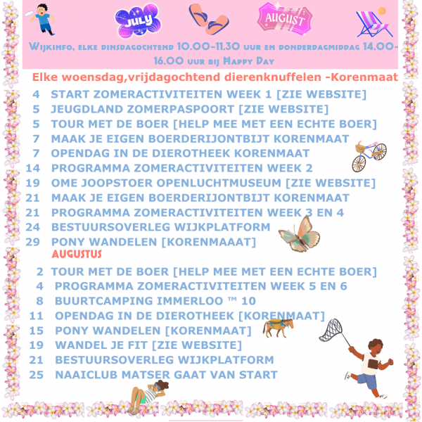 agenda juli/augustus