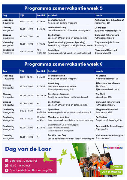 week 5 en 6 Zomervakantie