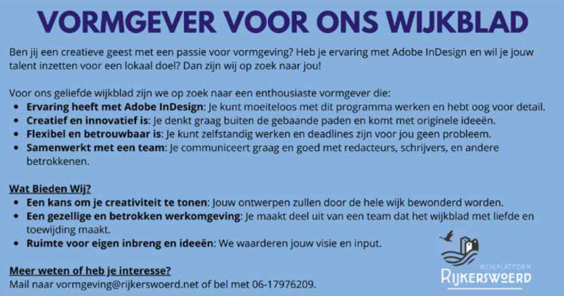 vormgever gezocht